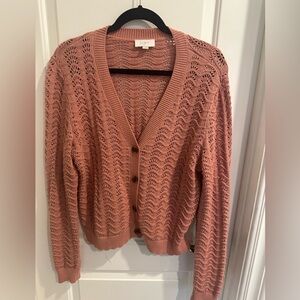 LOFT Women's Dusty Rose Button Down  Cardigan size Large